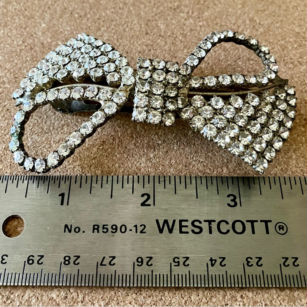 Vintage Rhinestone Bow Barrette - Picture 4 of 4